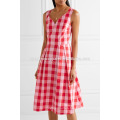 Pink And Bright-pink Cotton-poplin Dress Manufacture Wholesale Fashion Women Apparel (TA4087D)